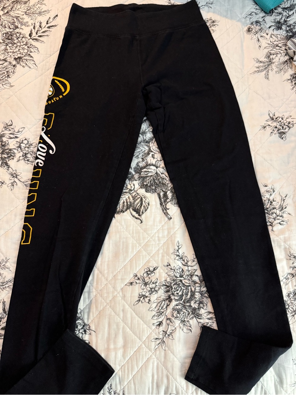 City Streets Black Leggings with Yellow Graphic